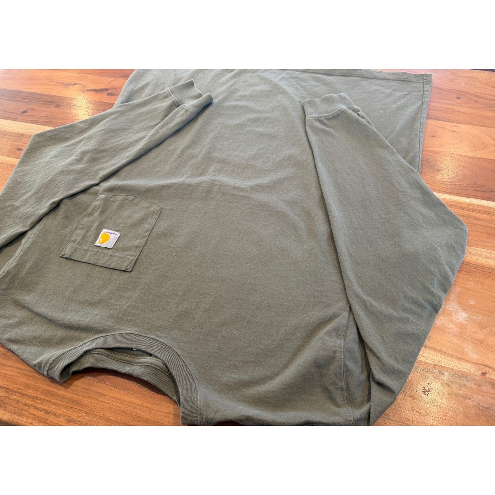 Carhartt Mens XL Loose Fit Long Sleeve Pocket T-Shirt Olive Green K126 DOV